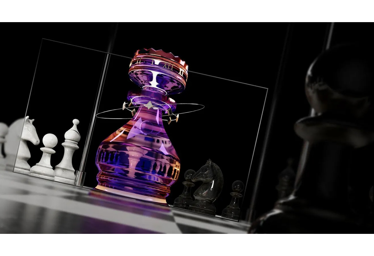 Απεικονίζεται σκηνή σκακιού.